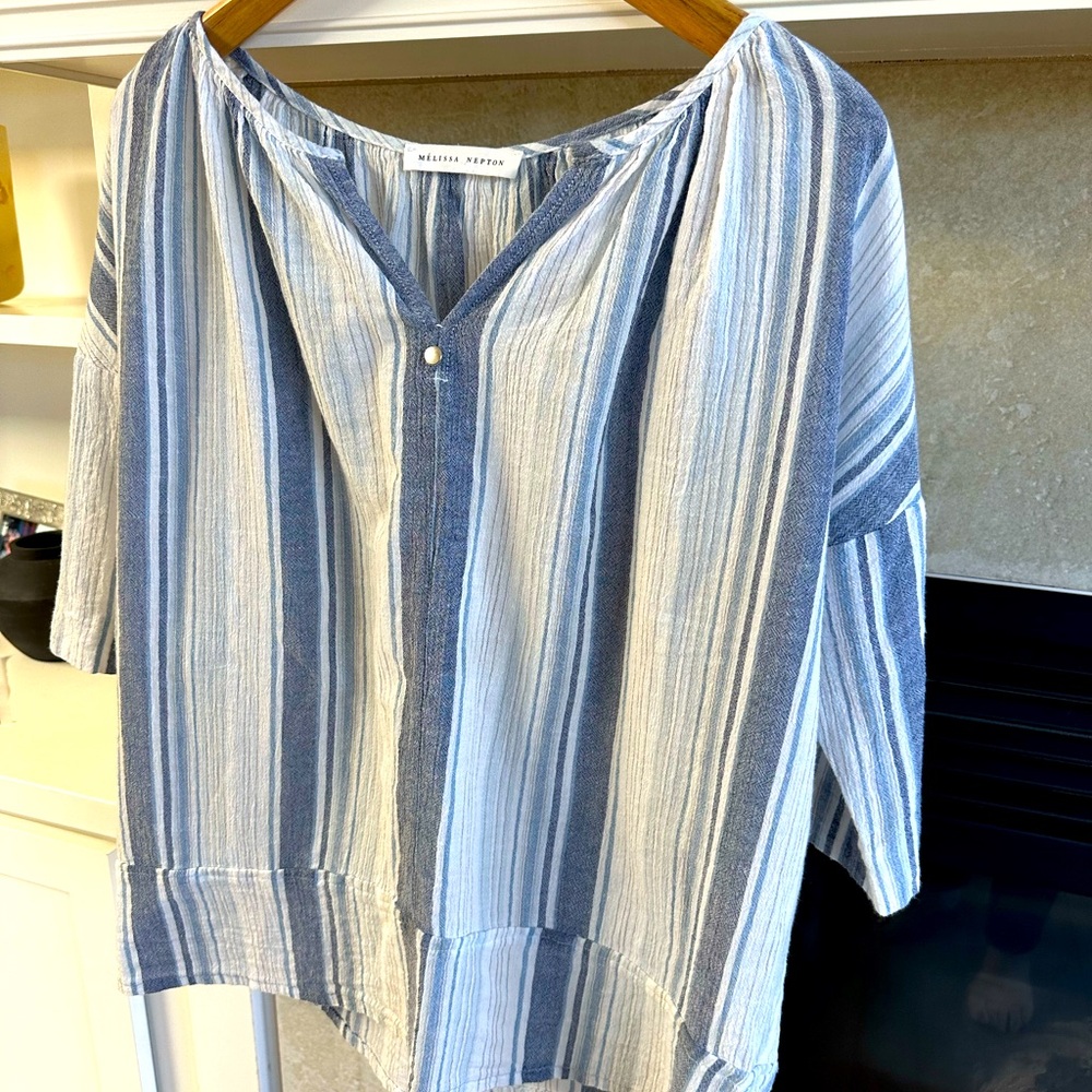 Blue and White Striped Women's Top by Melissa Nepton